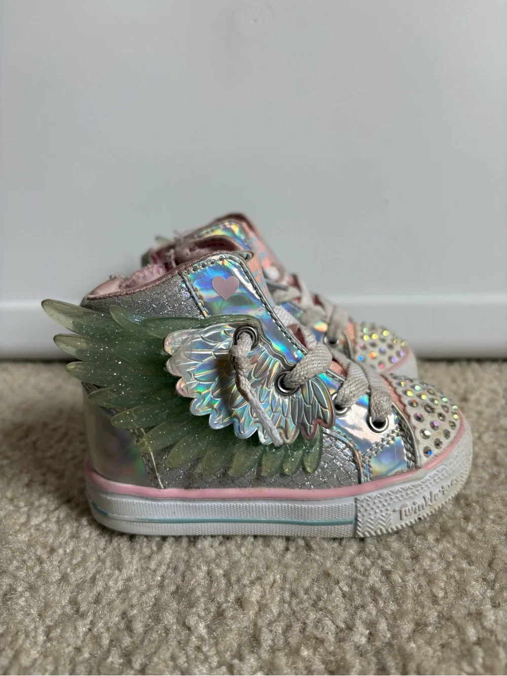 Skechers Iridescent Pink and Green Winged Light-Up Sneakers